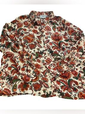 ASOS Women’s Floral Button-Up Shirt Size 14 Cream and Rust